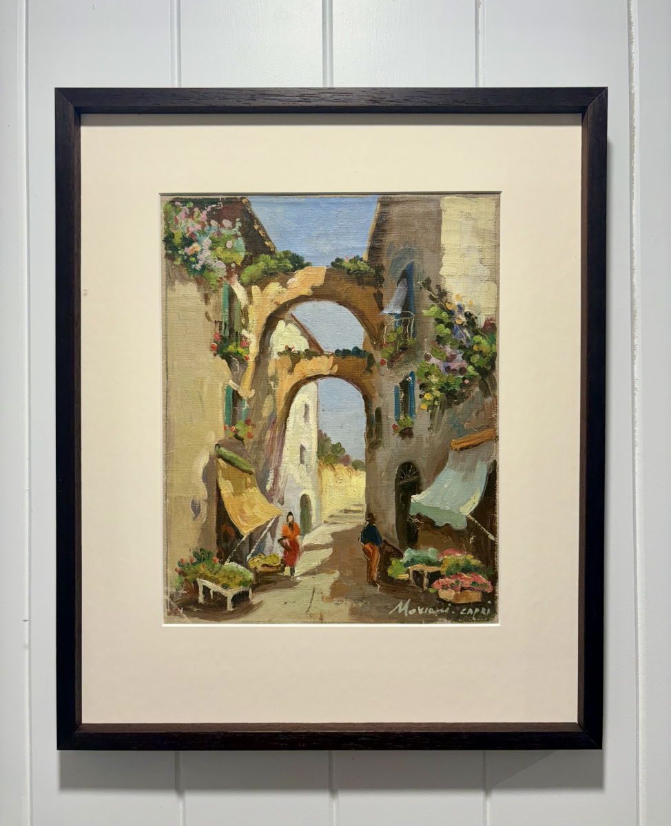 Moriani Capri oil painting after custom framing — Framehouse Brookfield