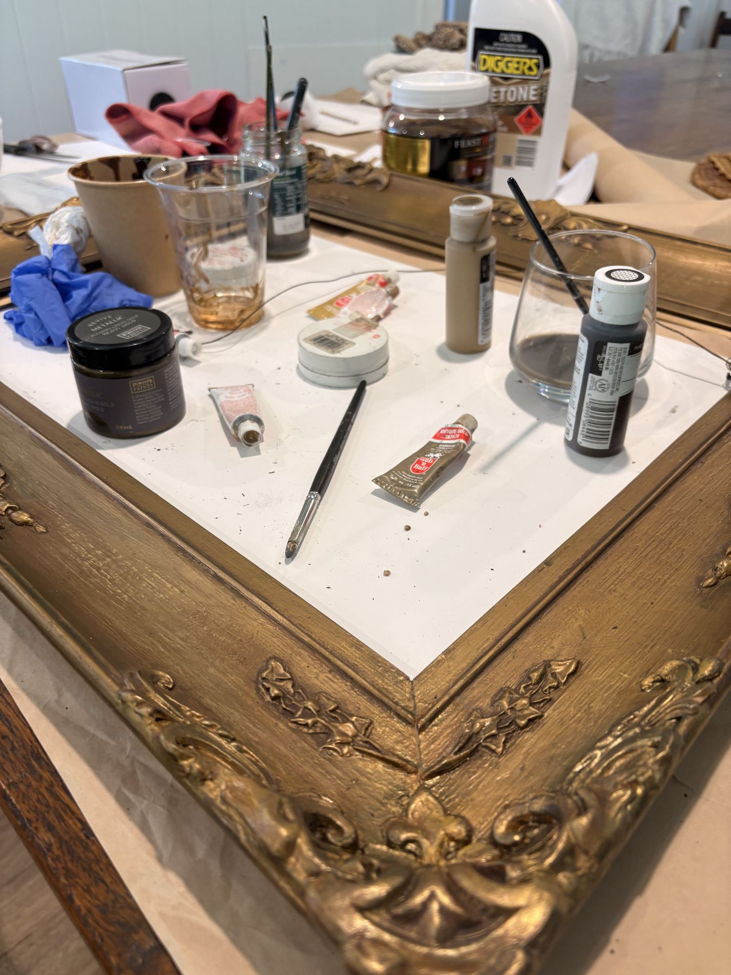 Frame restoration — moulding work in progress at Framehouse studio