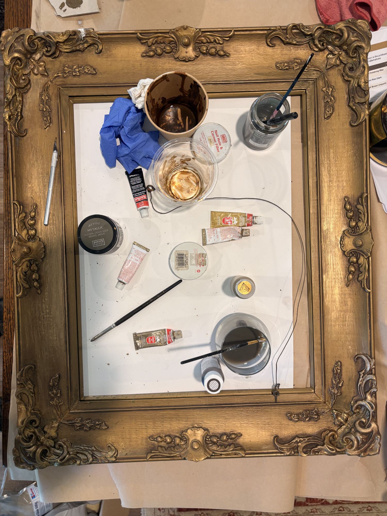 Frame restoration — detail of repaired moulding